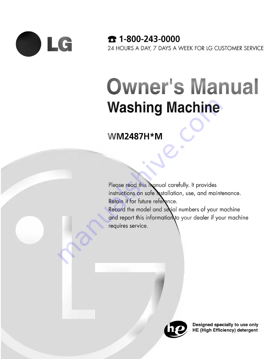 LG WM2487HRM Owner'S Manual Download Page 1