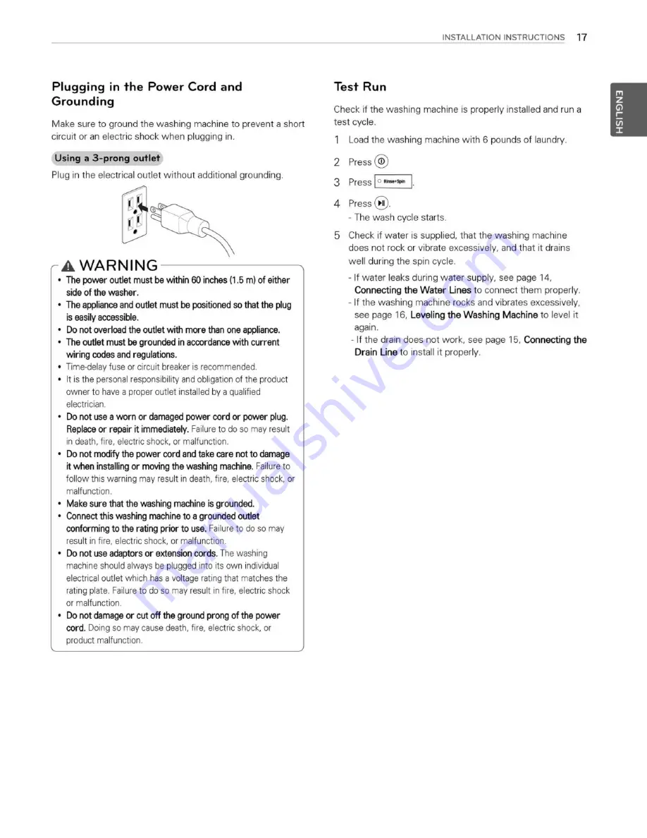 LG WM3050C Series Owner'S Manual Download Page 17