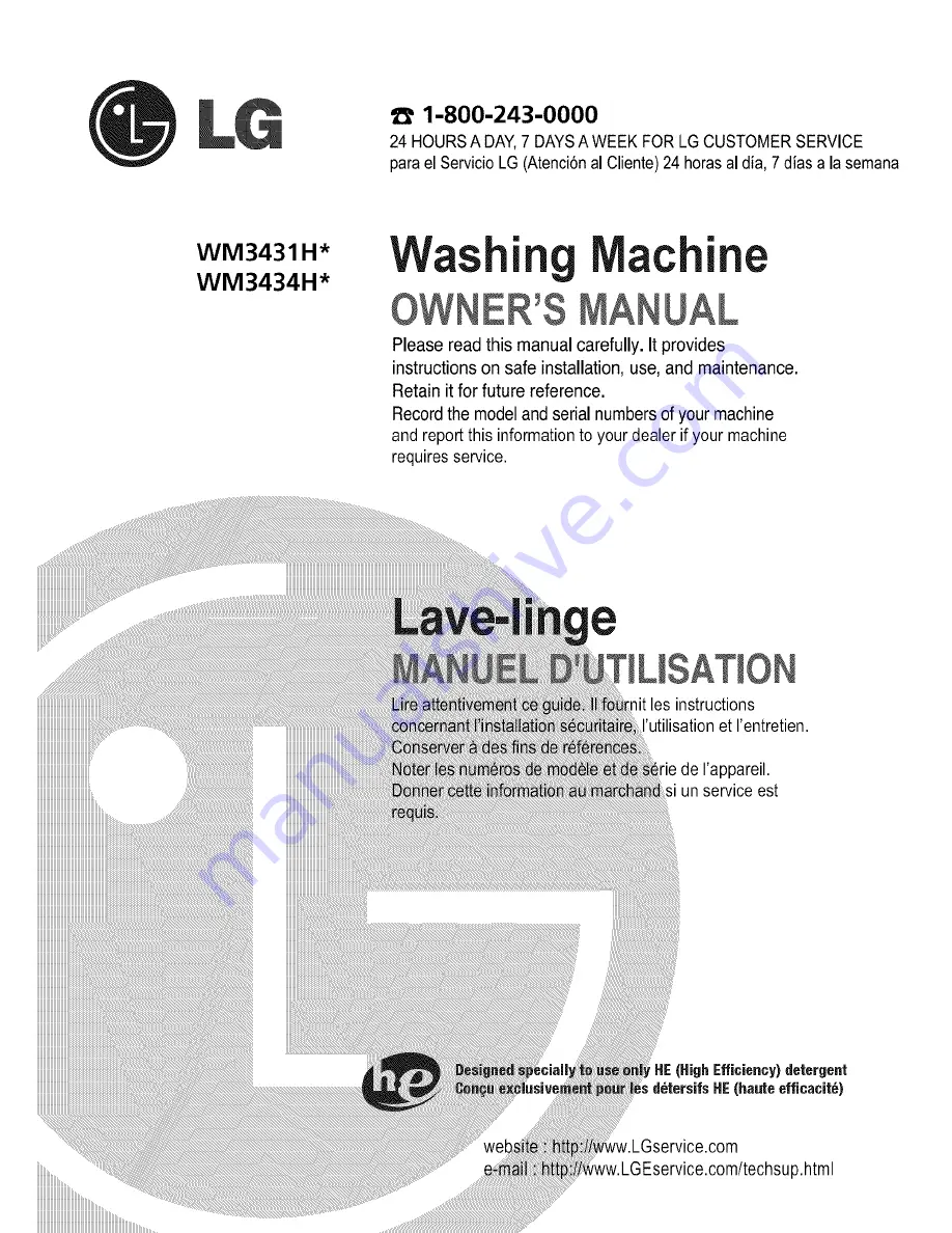 LG WM3431H Series Owner'S Manual Download Page 1