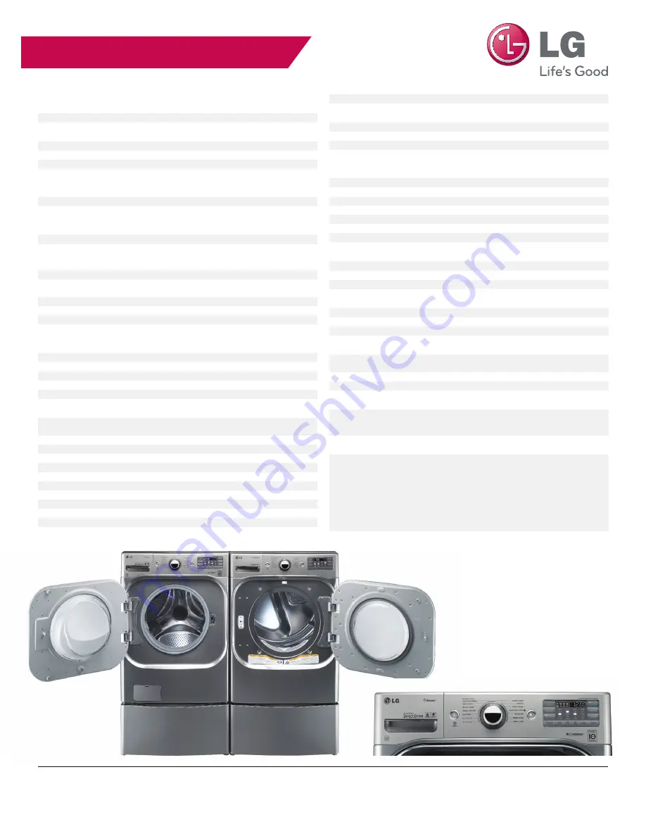 LG WM8000H series Specifications Download Page 2