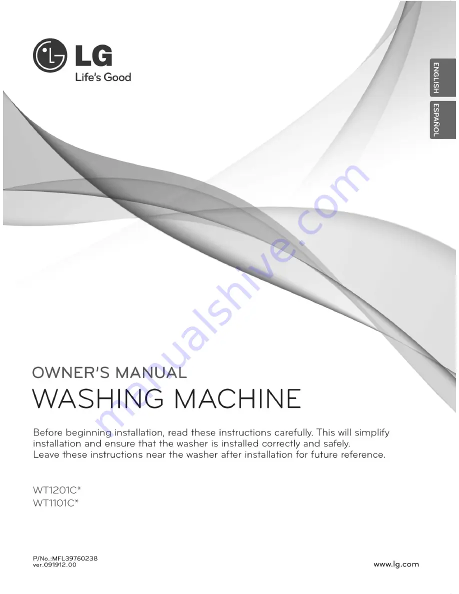 LG WT1101C Series Owner'S Manual Download Page 1