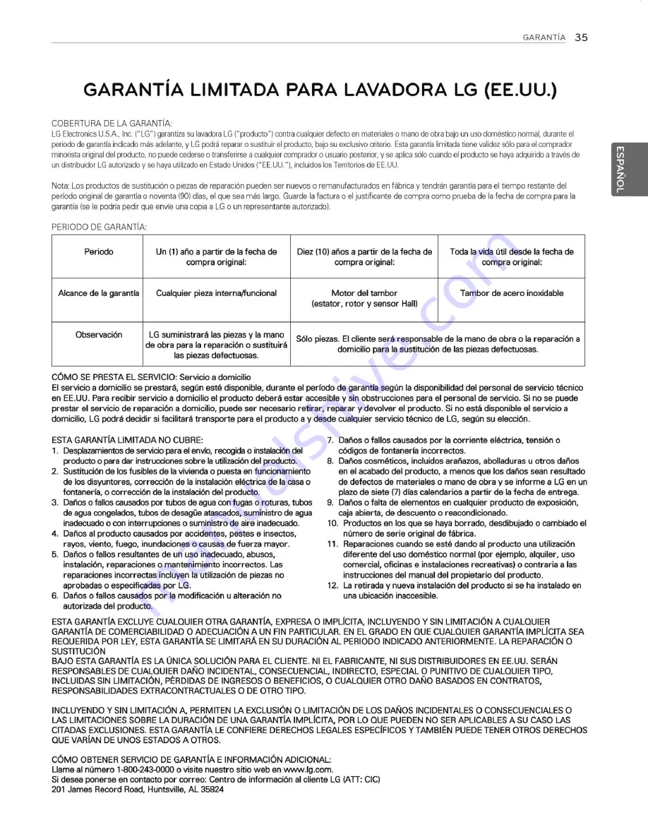 LG WT1101C Series Owner'S Manual Download Page 73