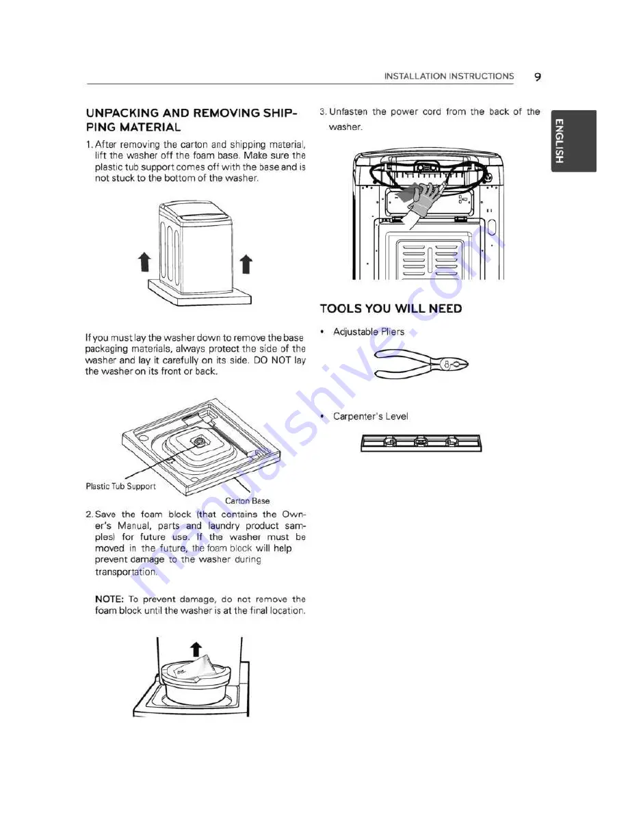 LG WT1501C Series Owner'S Manual Download Page 9