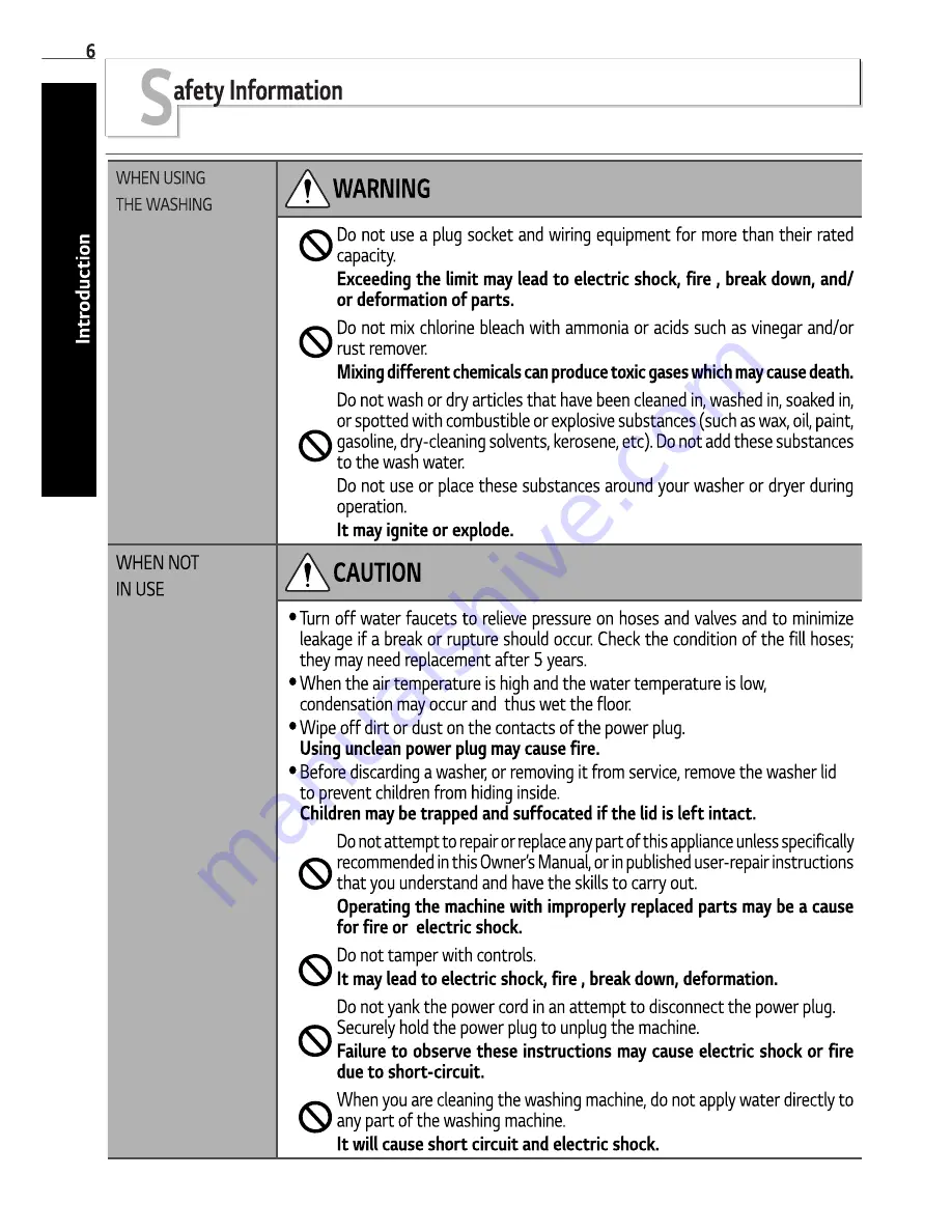 LG WTS6520 Owner'S Manual Download Page 7