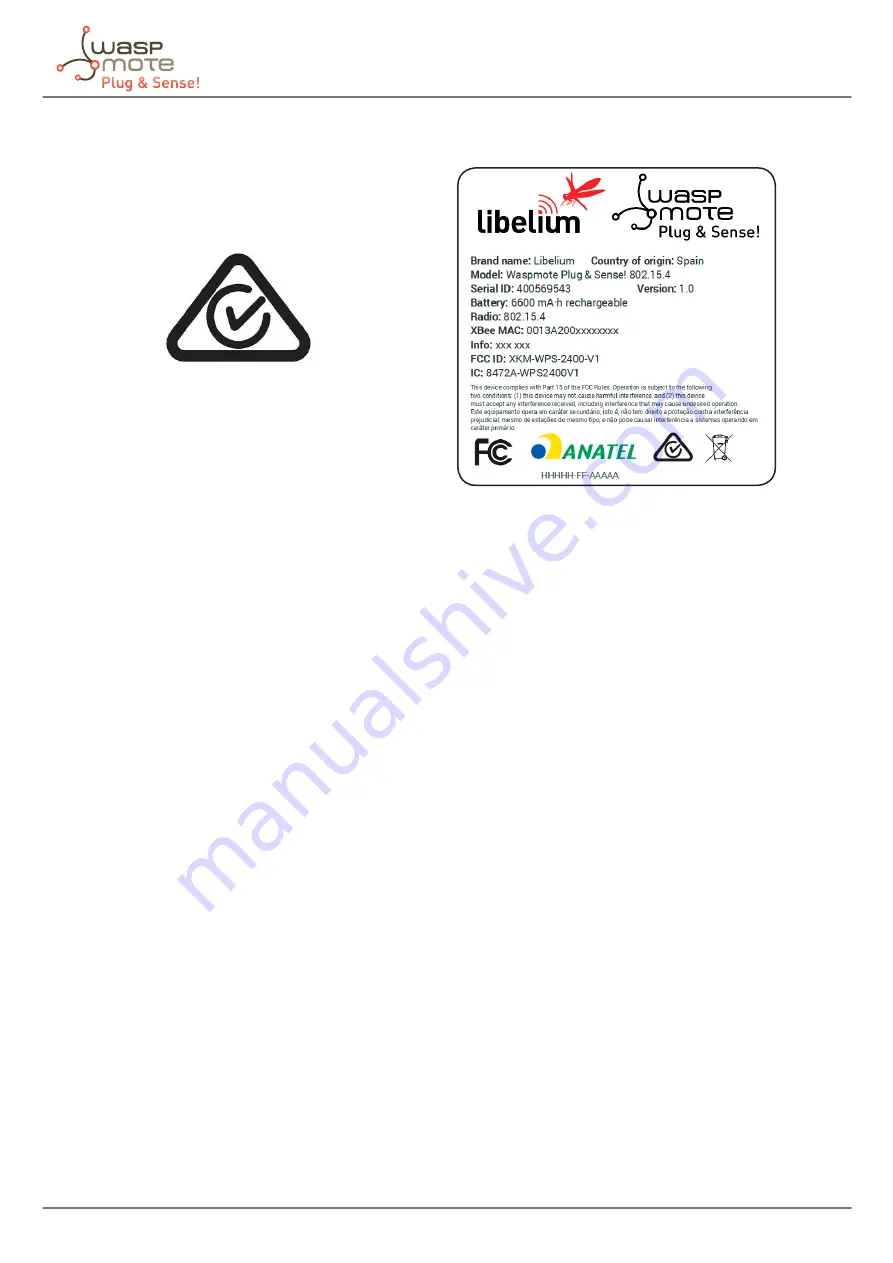 Libelium Waspmote Plug & Sense! 4-20 mA Current Loop Technical Manual Download Page 140