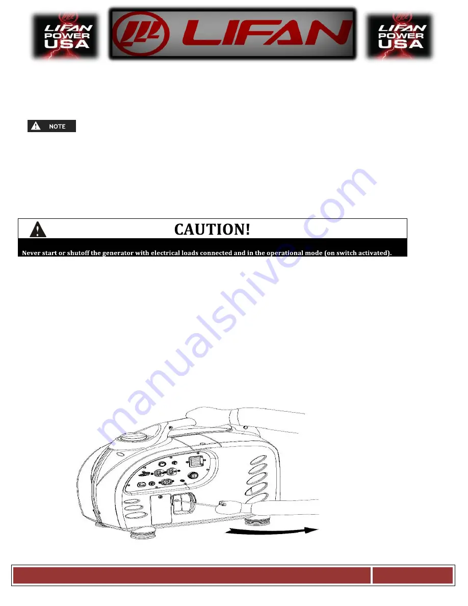 LIFAN	 Power USA ENERGY STORM ESI2500iER-EFI-CA Operating Instructions And Owner'S Manual Download Page 27