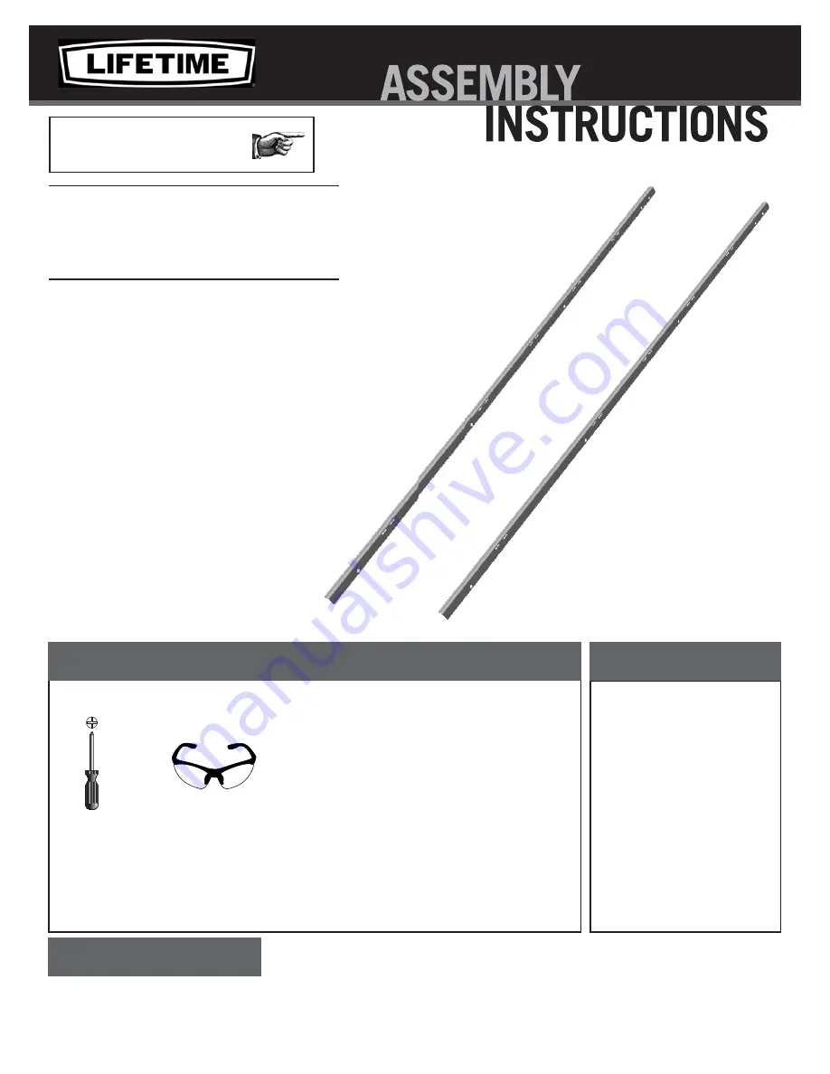 Lifetime 0190 Assembly Instruction Manual Download Page 1