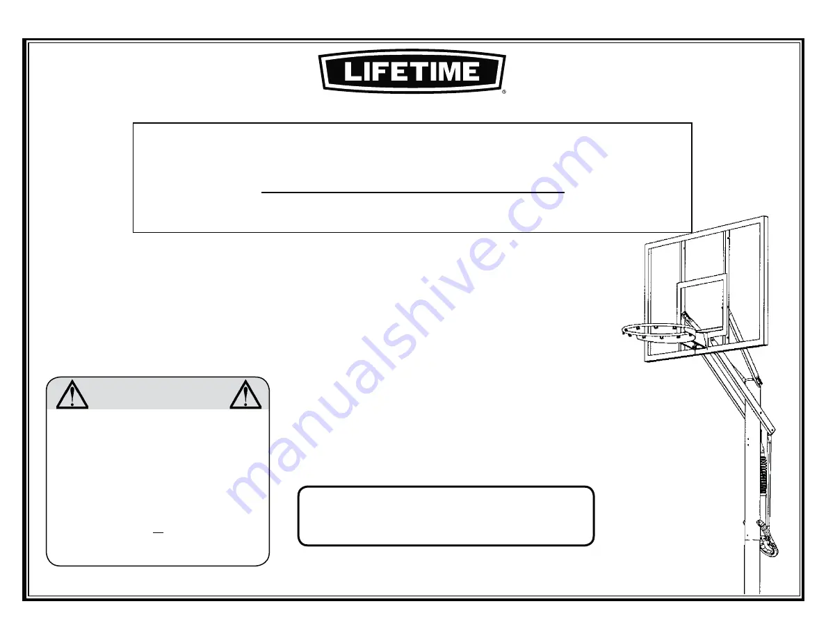 Lifetime COMPETITION Series XL POWER LIFT 71525 Assembly Instructions And Owner'S Manual Download Page 1