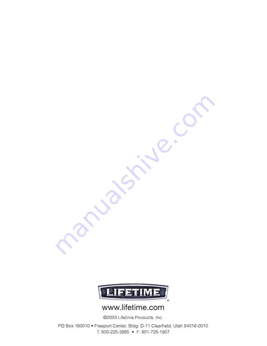 Lifetime FREESTANDING
POWER LIFT 71730 Owner'S Manual With Assembly Instructions Download Page 32