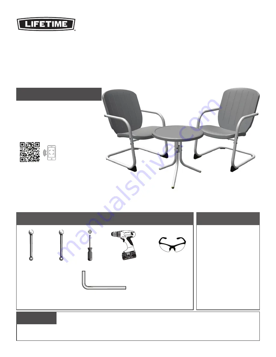 Lifetime RETRO PATIO 60193 Assembly Instructions Manual Download Page 2