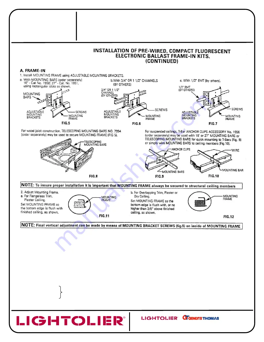 Lightolier Pre-wired, compact fluorescent electronic ballast Installation Download Page 2