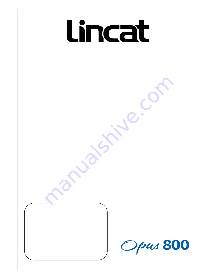 Lincat OE8008 Installation, Operating And Servicing Instructions Download Page 1