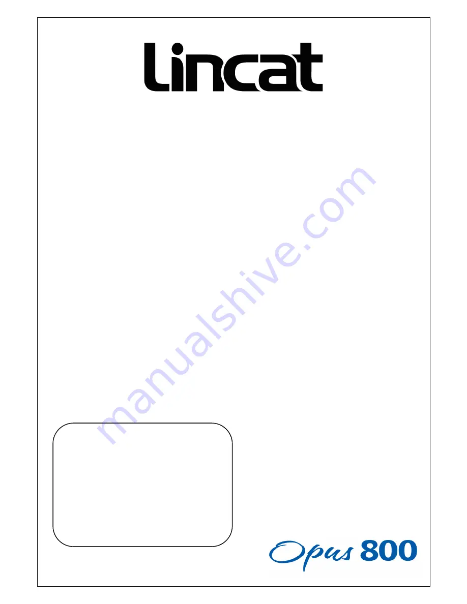 Lincat OE8802 Installation, Operating, Servicing And Conversion Instructions Download Page 1