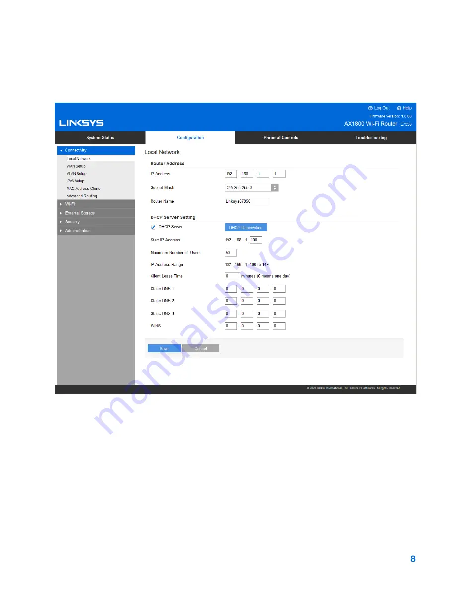 Linksys E7350 User Manual Download Page 50