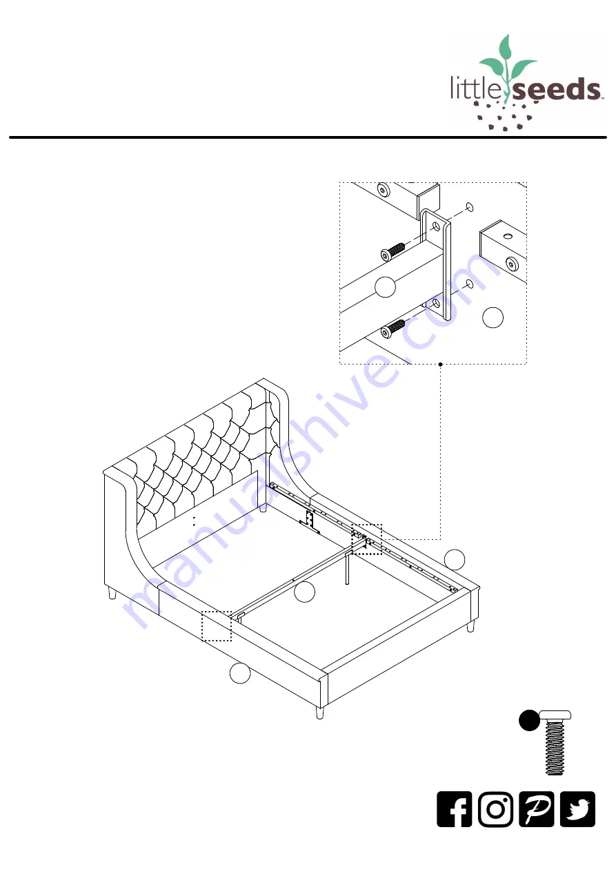 Little Seeds Ambrosia Upholstered Full Bed 4398429LS Assembly Manual Download Page 15