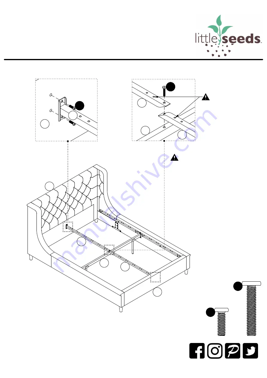 Little Seeds Ambrosia Upholstered Full Bed 4398429LS Assembly Manual Download Page 16