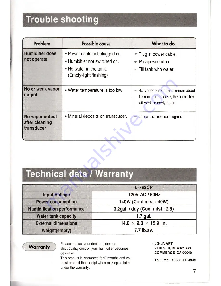 Livart L-763CP Operating Lnstructions Download Page 7