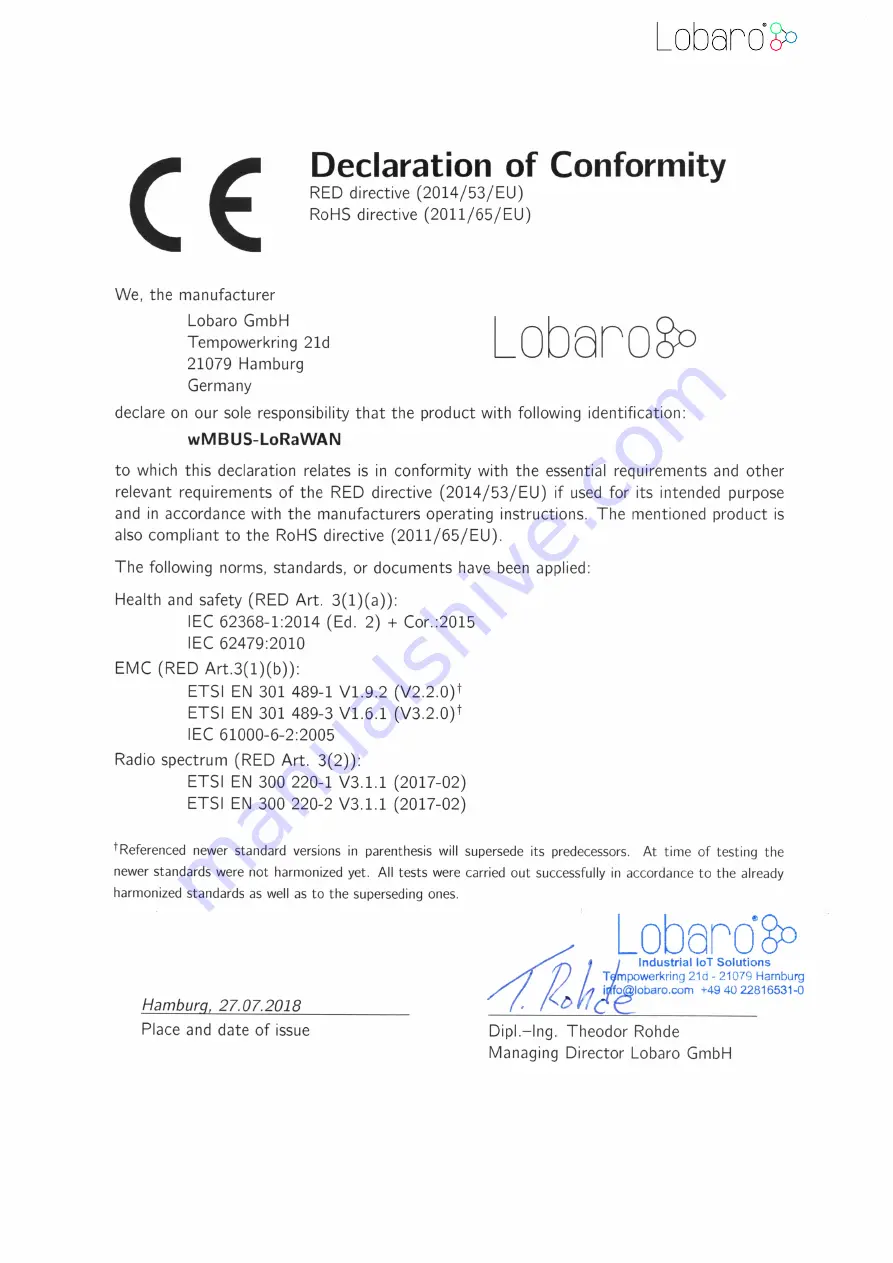 Lobaro wMBUS-LoRaWAN User Manual Download Page 21