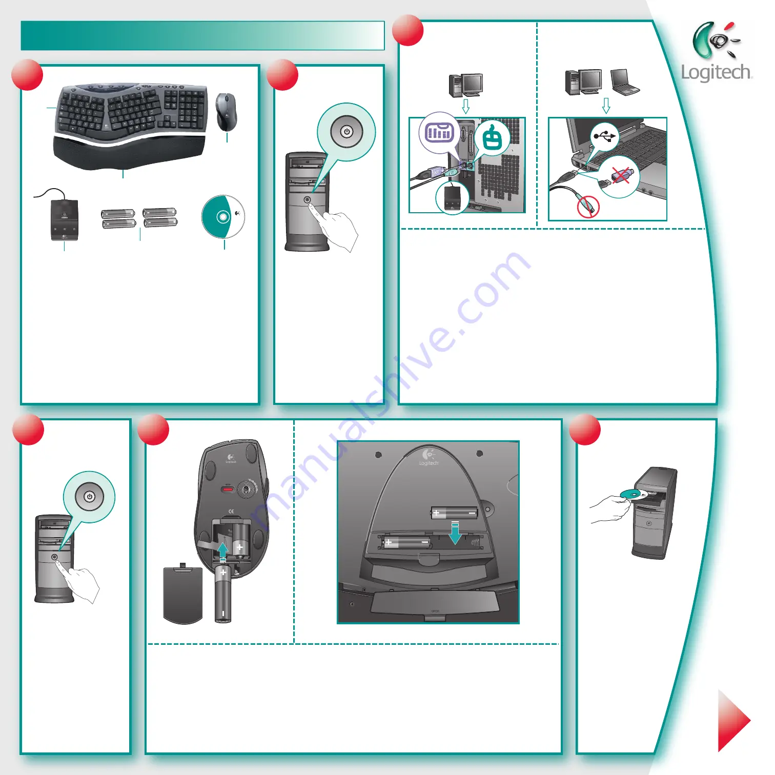 Logitech 967692-0403 - Cordless Desktop Comfort Laser Wireless Keyboard Installation Manual Download Page 1