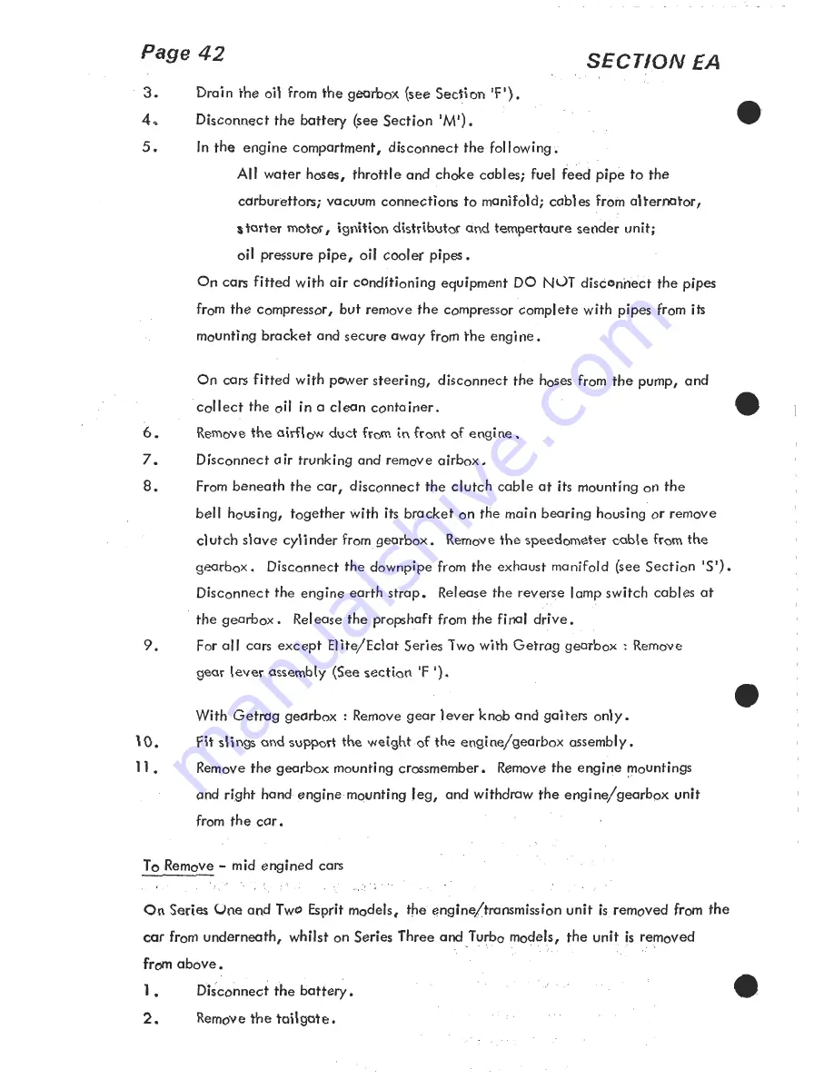 Lotus 1980 ESPRIT S3 Service Manual Download Page 186