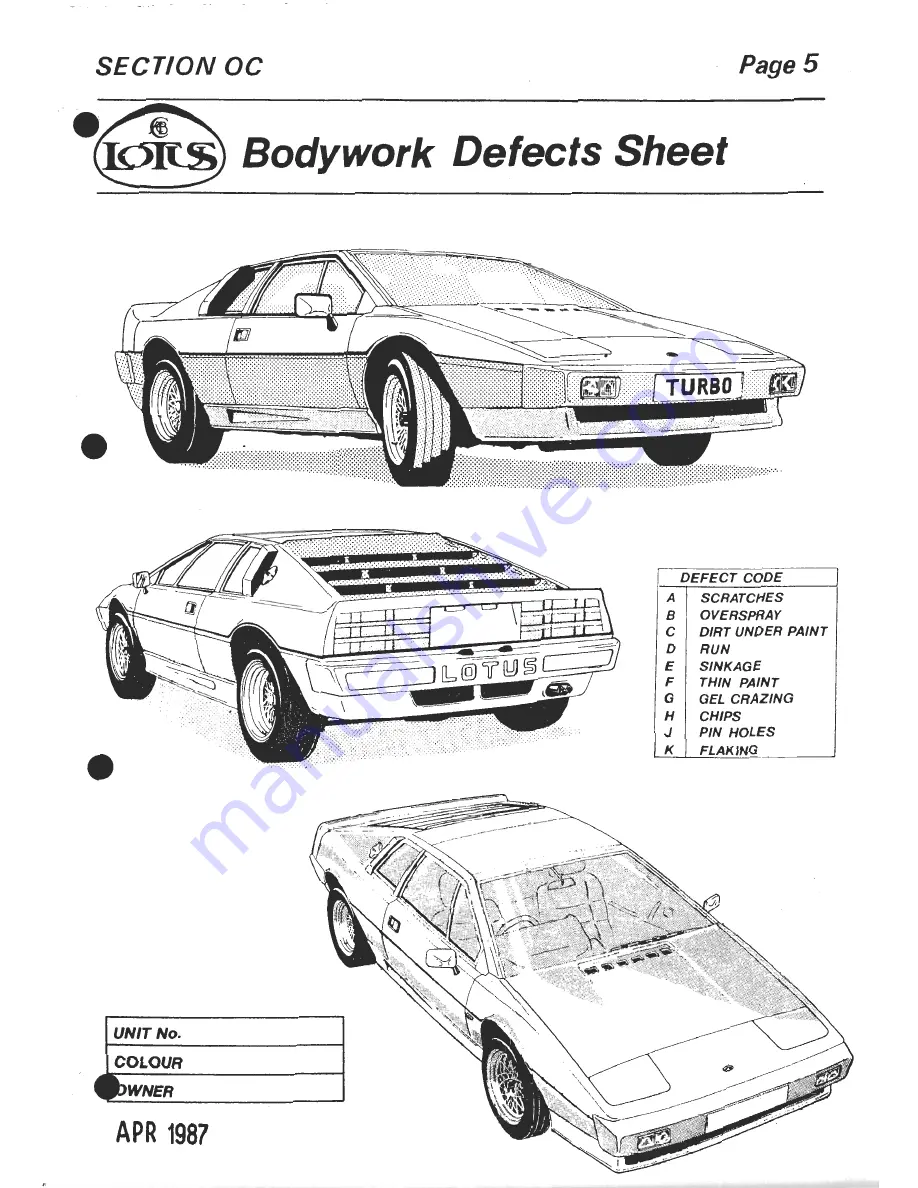 Lotus 1980 ESPRIT S3 Service Manual Download Page 571