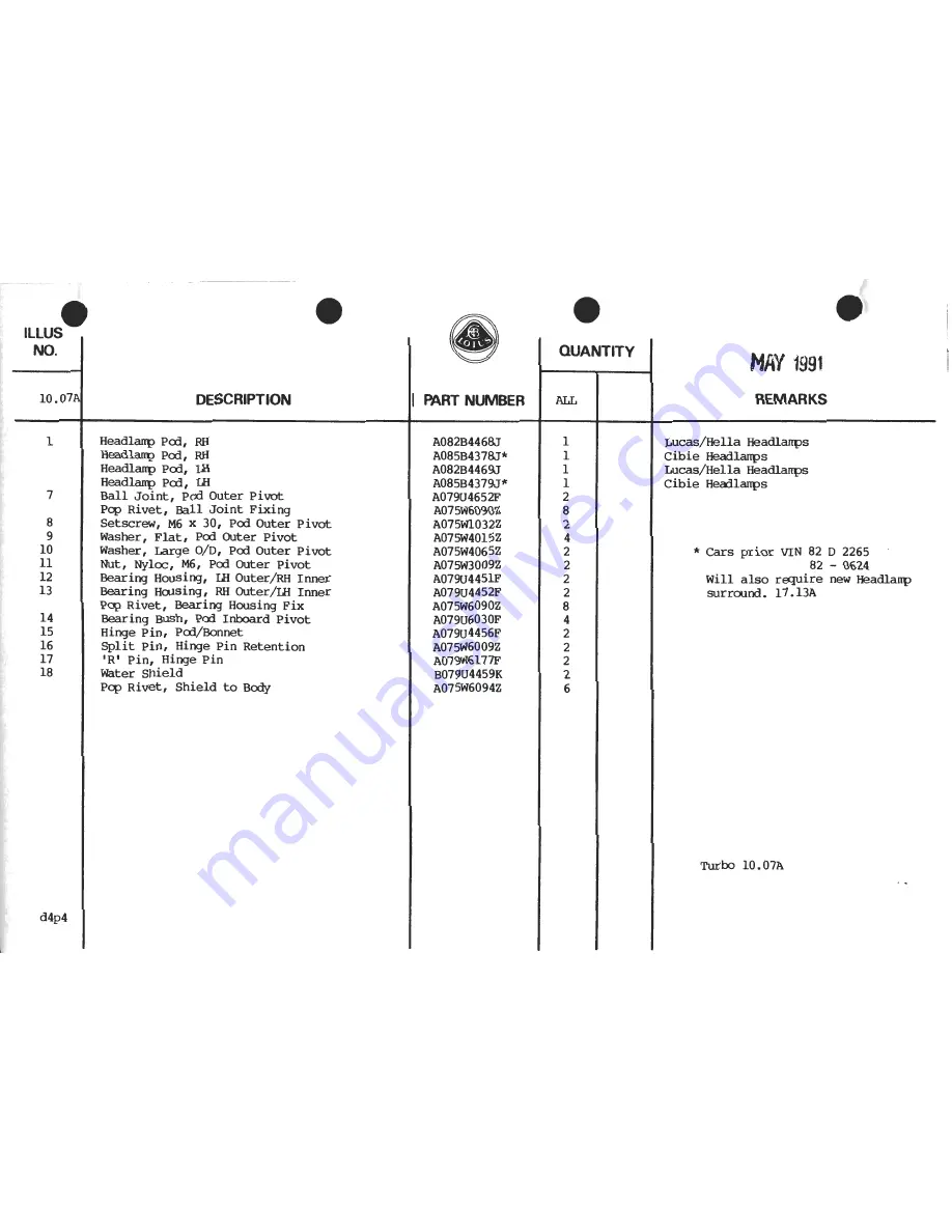 Lotus 1980 ESPRIT S3 Service Manual Download Page 619