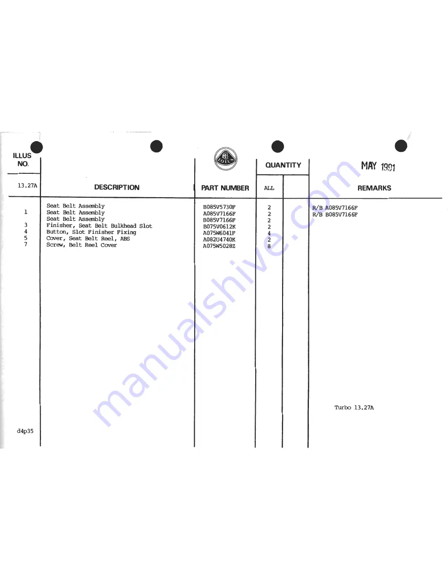 Lotus 1980 ESPRIT S3 Service Manual Download Page 675