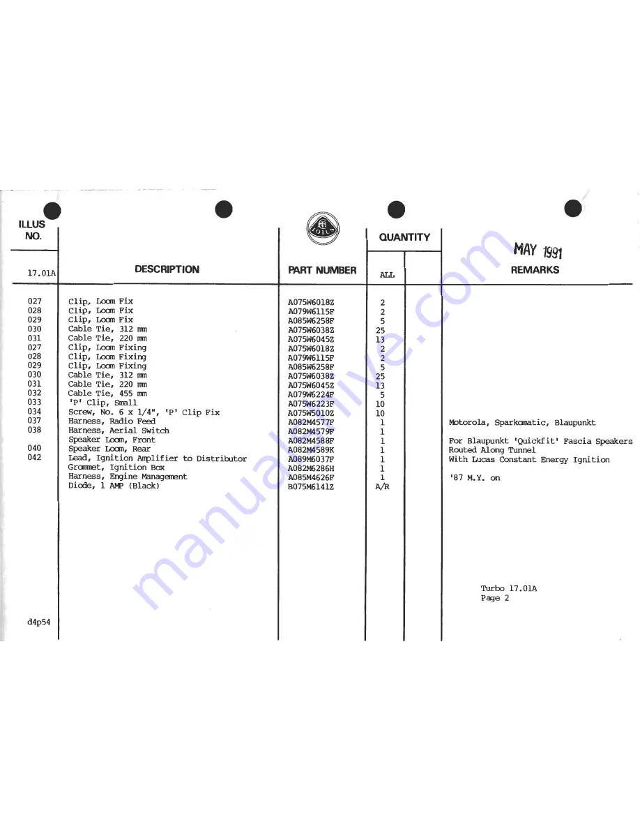 Lotus 1980 ESPRIT S3 Service Manual Download Page 721