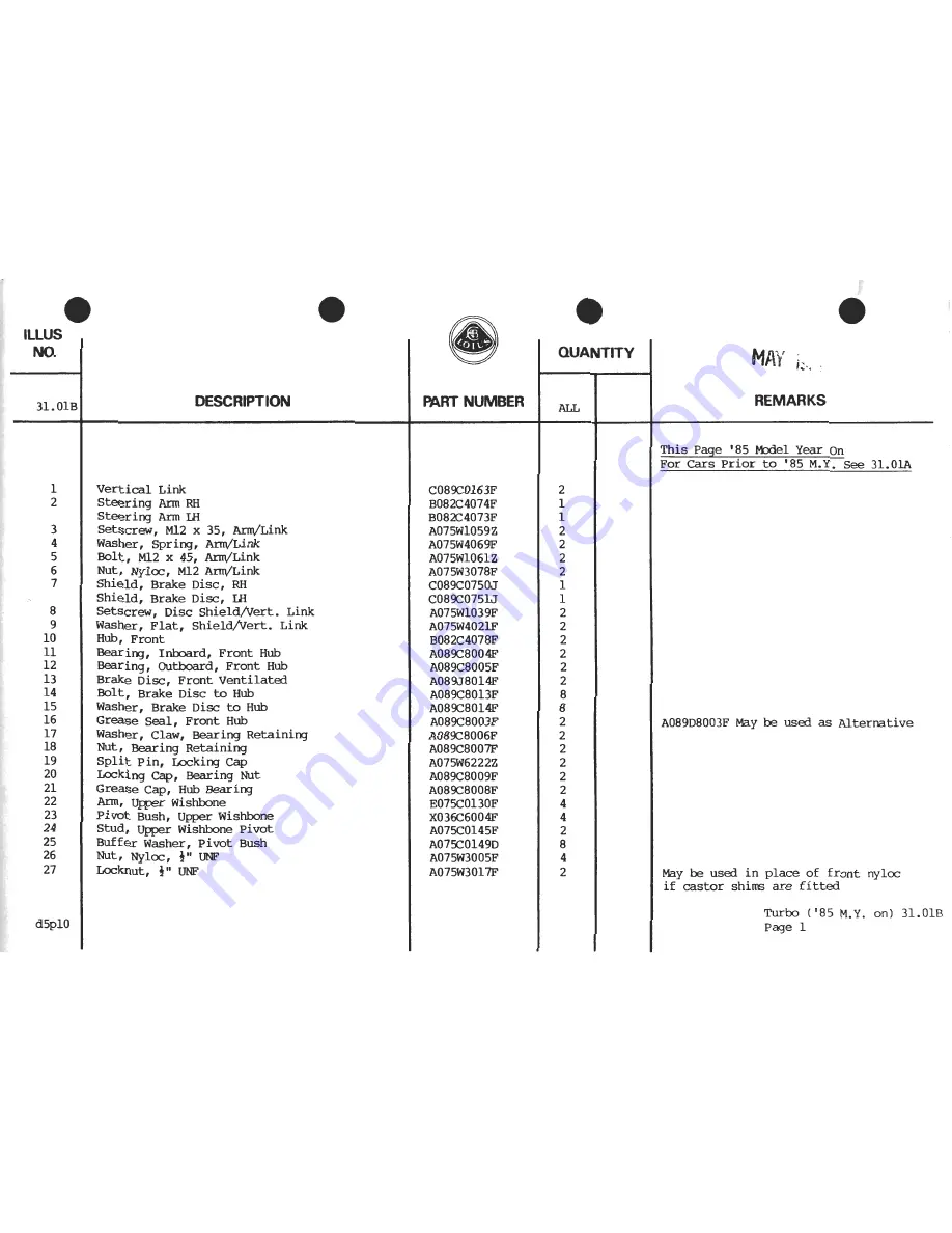 Lotus 1980 ESPRIT S3 Service Manual Download Page 789