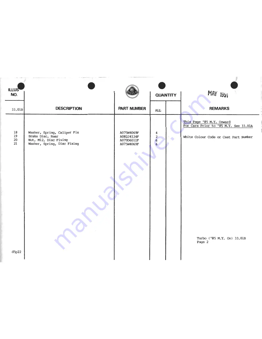 Lotus 1980 ESPRIT S3 Service Manual Download Page 813