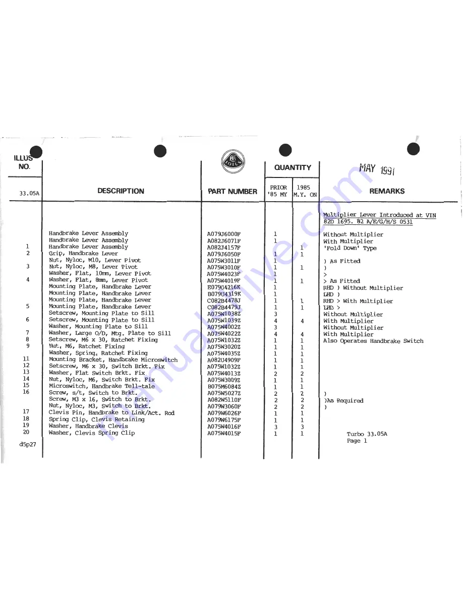 Lotus 1980 ESPRIT S3 Service Manual Download Page 825