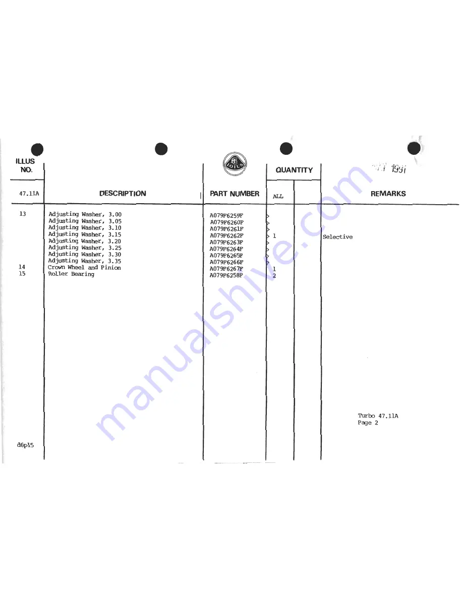 Lotus 1980 ESPRIT S3 Service Manual Download Page 979