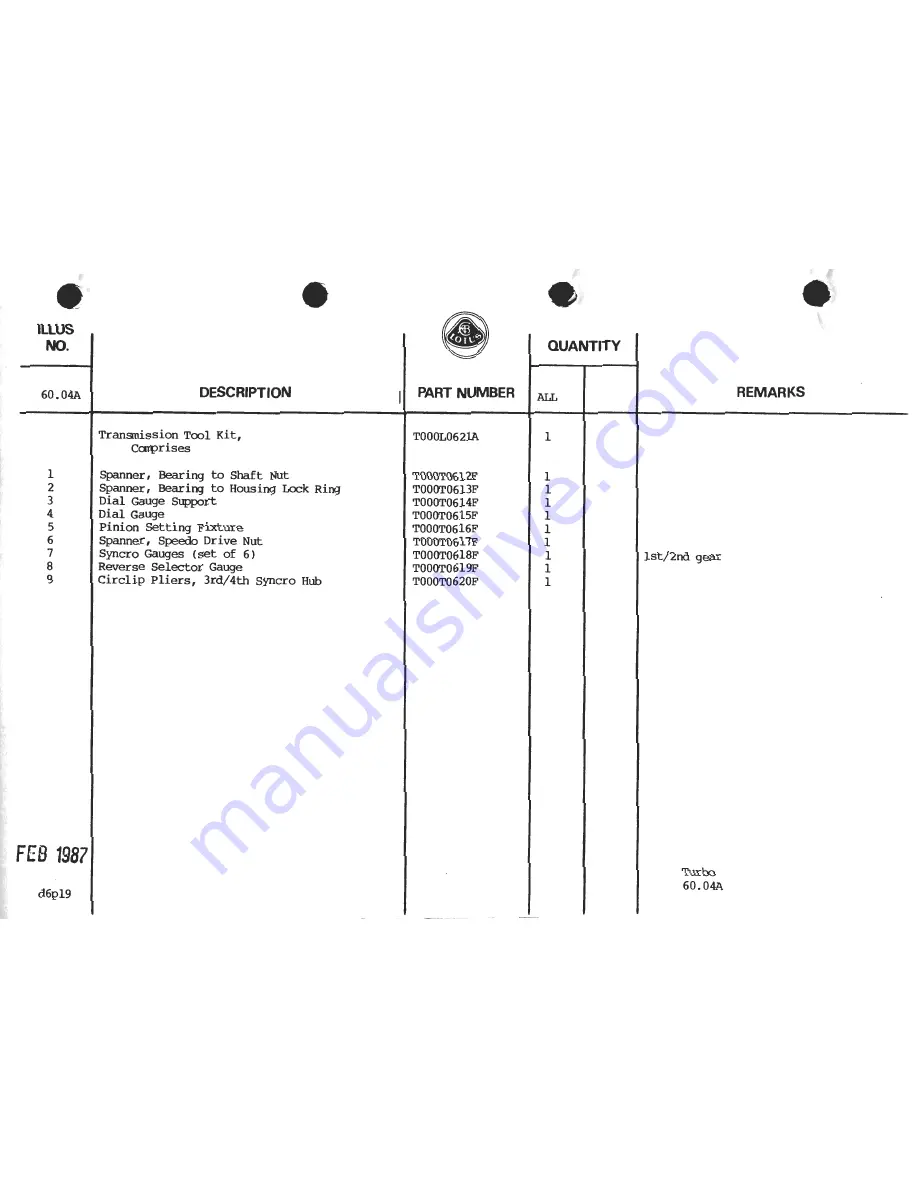 Lotus 1980 ESPRIT S3 Service Manual Download Page 998