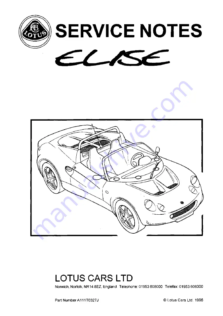 Lotus 2004 ELISE Service Notes Download Page 1