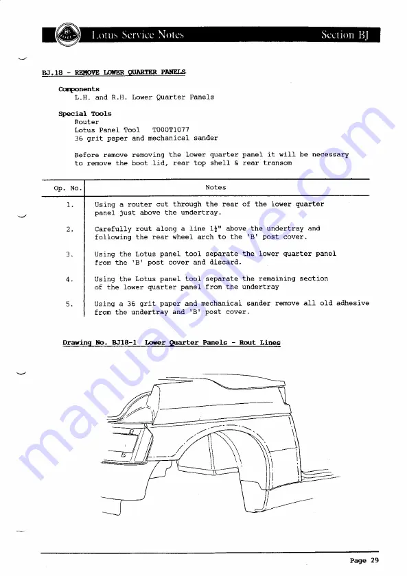 Lotus ELAN 1990 Service Notes Download Page 81