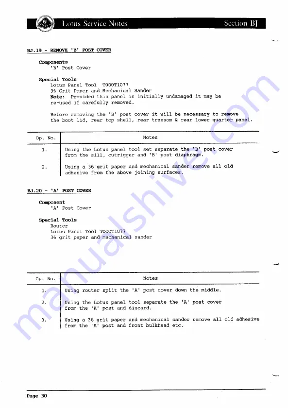 Lotus ELAN 1990 Service Notes Download Page 82