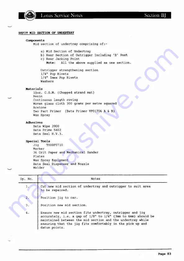 Lotus ELAN 1990 Service Notes Download Page 135