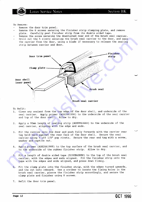 Lotus ELAN 1990 Service Notes Download Page 170