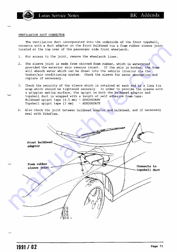 Lotus ELAN 1990 Service Notes Download Page 229