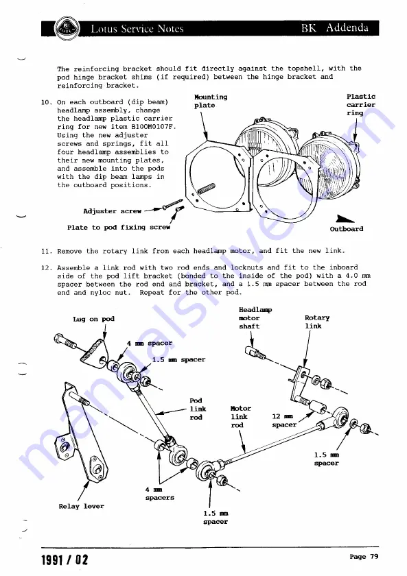 Lotus ELAN 1990 Service Notes Download Page 237