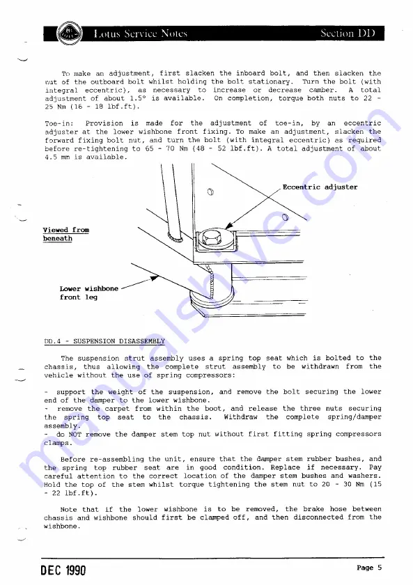 Lotus ELAN 1990 Service Notes Download Page 257