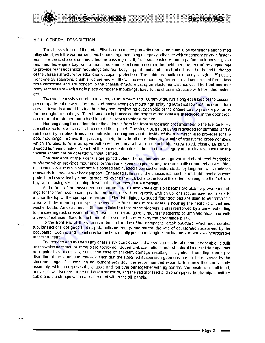 Lotus Elise 2001 Service Notes Download Page 16