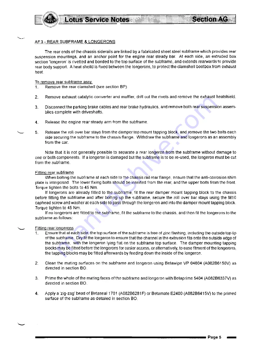 Lotus Elise 2001 Service Notes Download Page 18