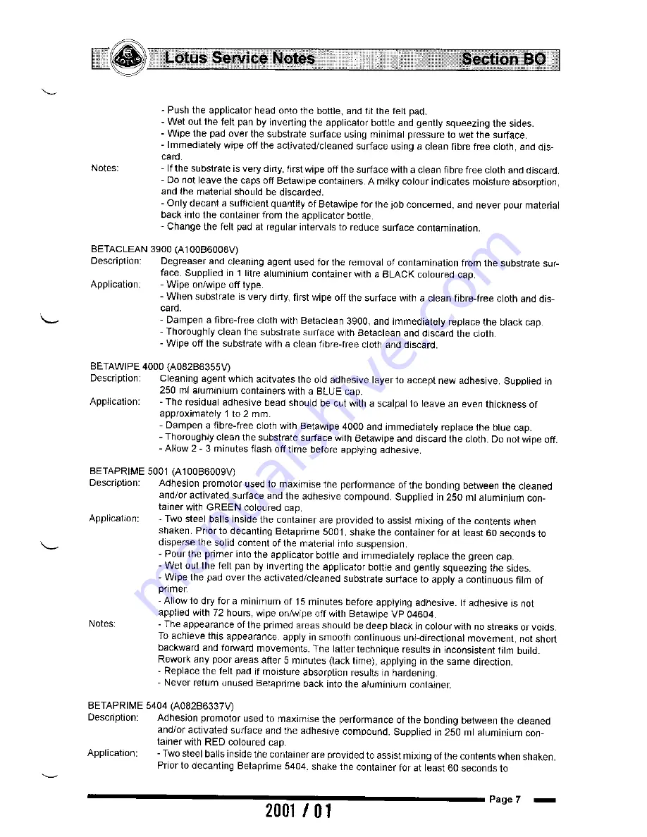 Lotus Elise 2001 Service Notes Download Page 26