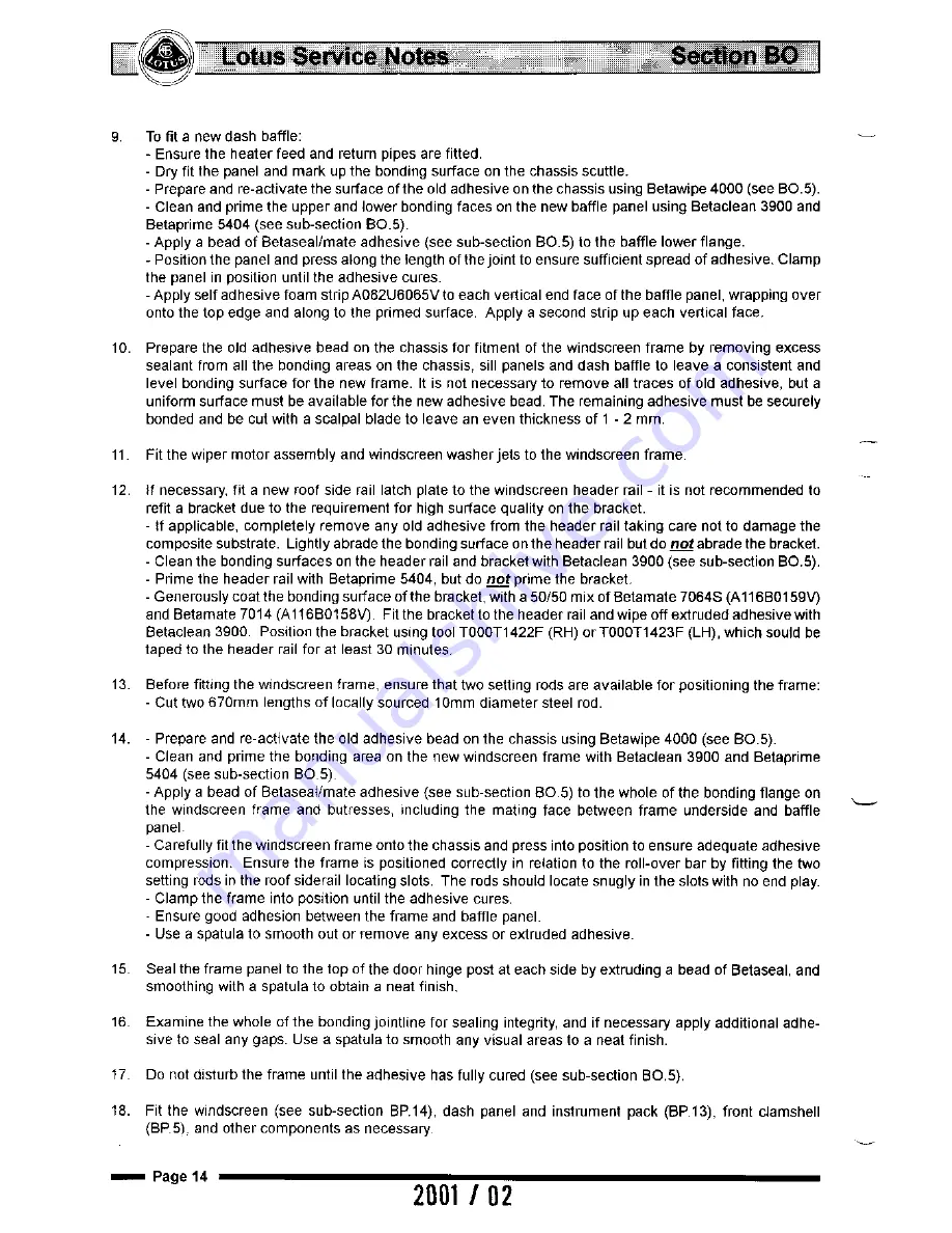 Lotus Elise 2001 Service Notes Download Page 33