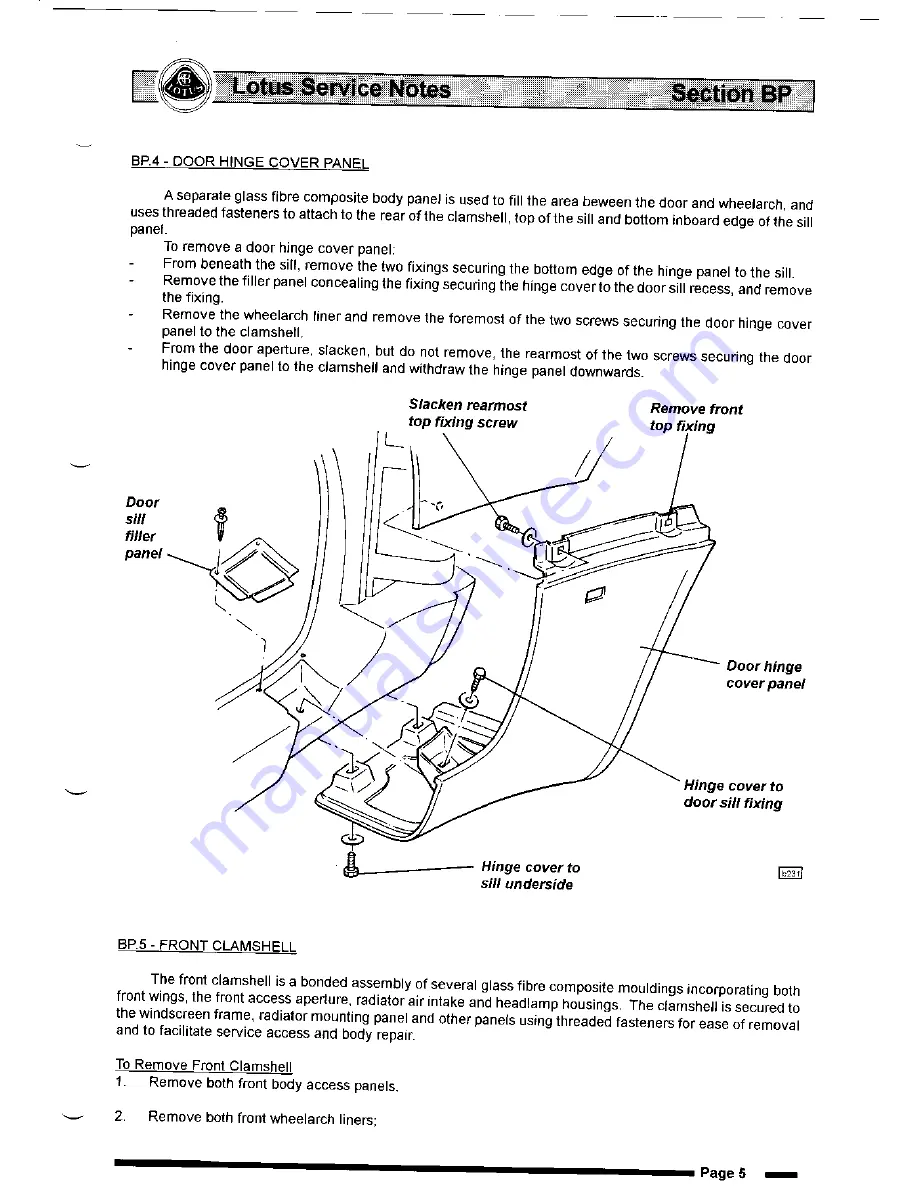 Lotus Elise 2001 Service Notes Download Page 43