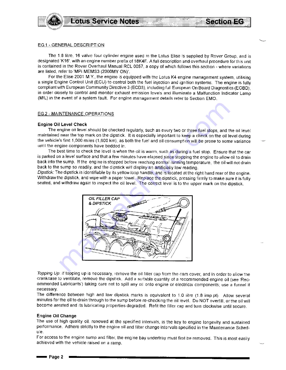 Lotus Elise 2001 Service Notes Download Page 85