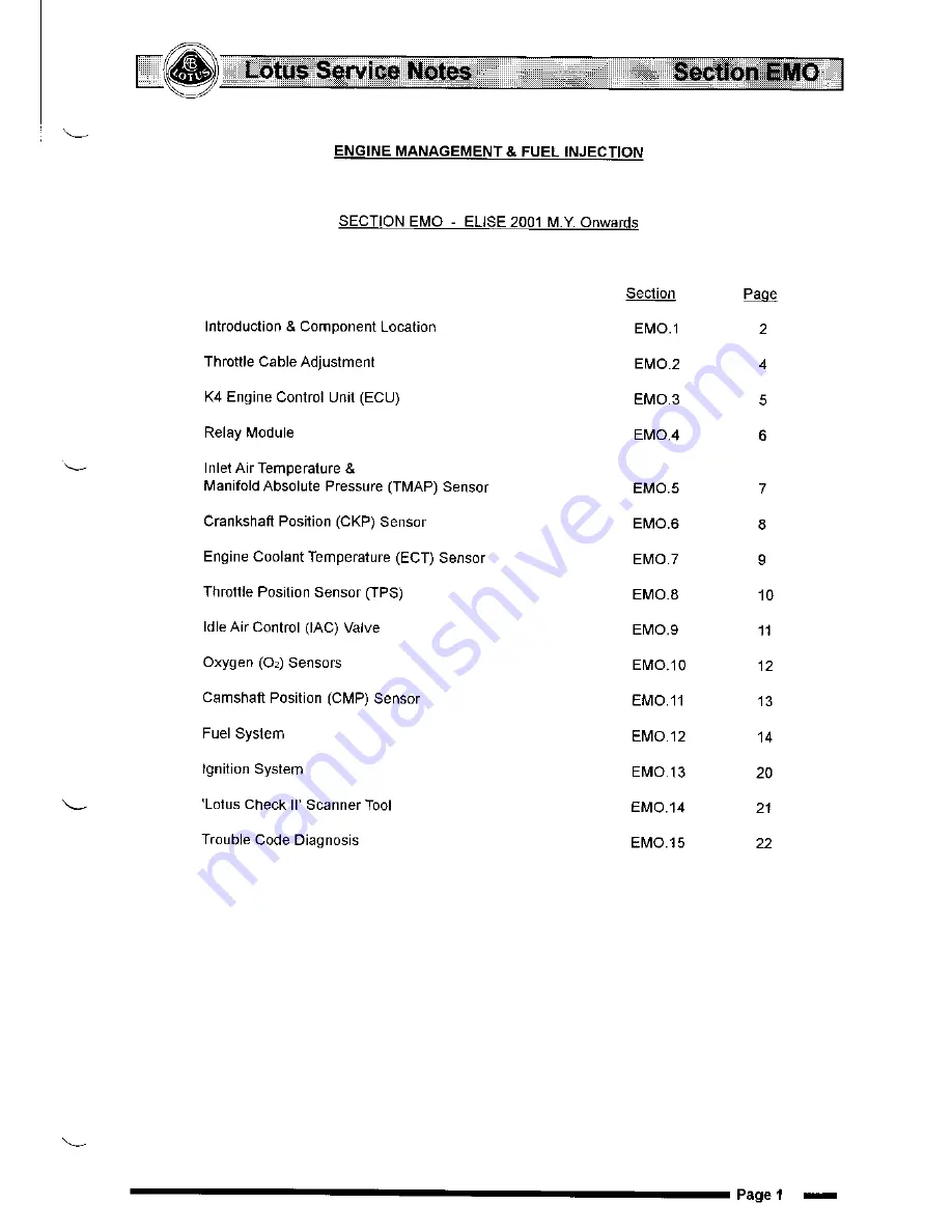 Lotus Elise 2001 Service Notes Download Page 269