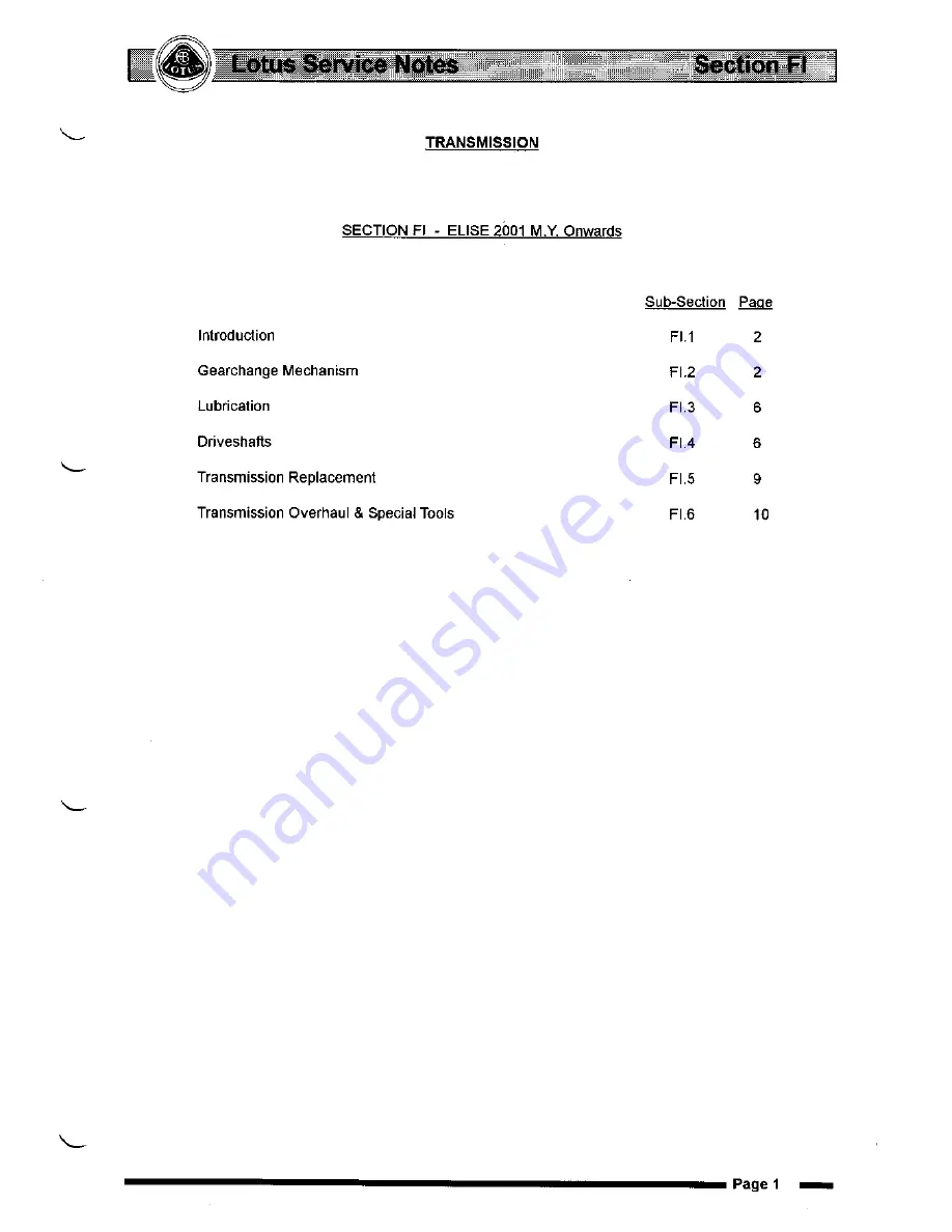 Lotus Elise 2001 Service Notes Download Page 313