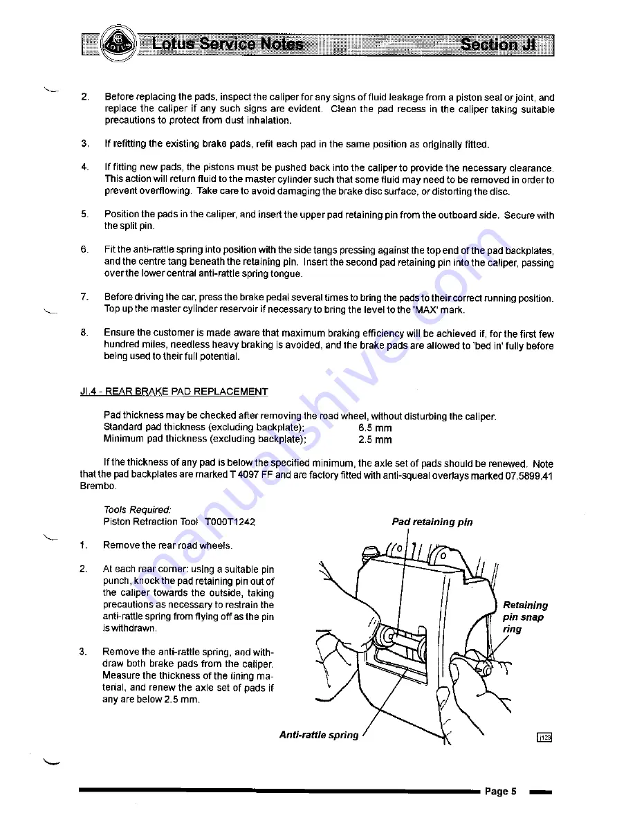 Lotus Elise 2001 Service Notes Download Page 386